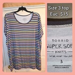 Torrid Women's Multicolor Striped Short Sleeve Top
